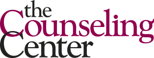 Logo with the text "the Counseling Center" in black and dark red font.